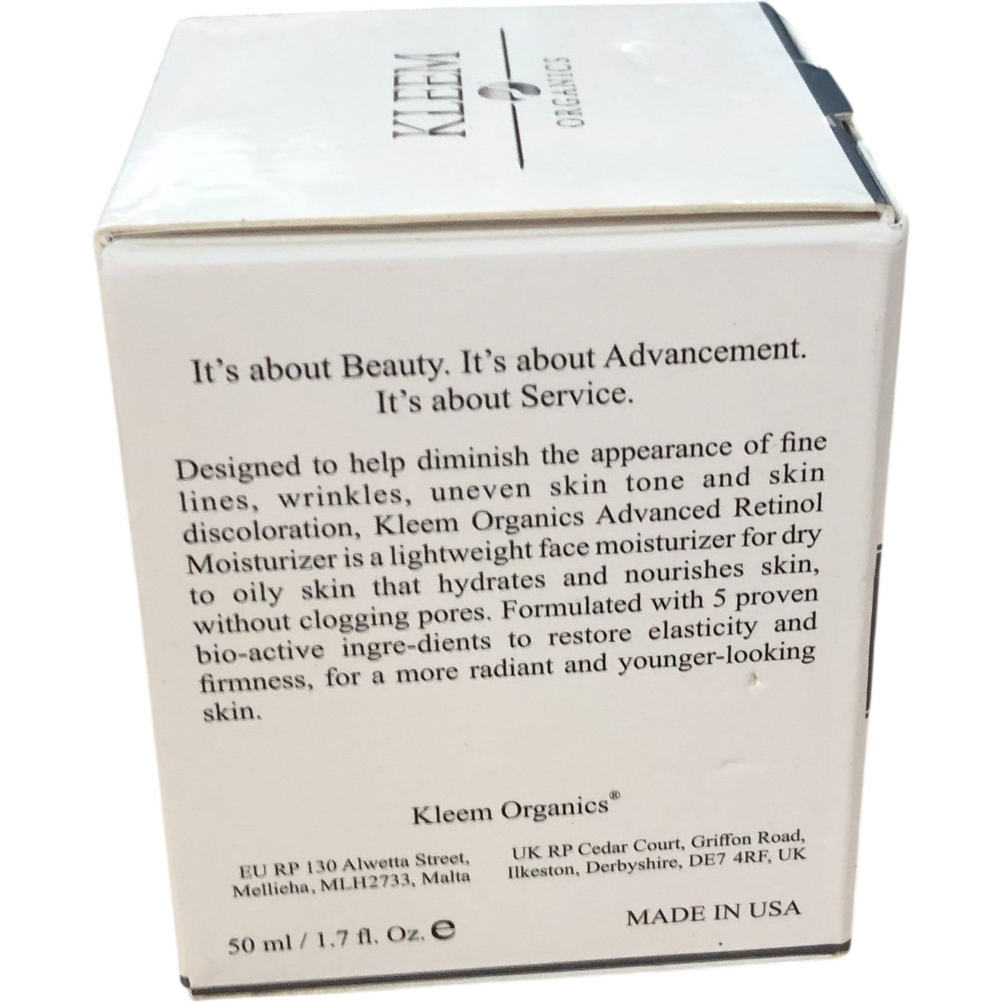 KLEEM Organics Advanced Retinol Moisturiser 50ml Age Defying Skin Care Treatment