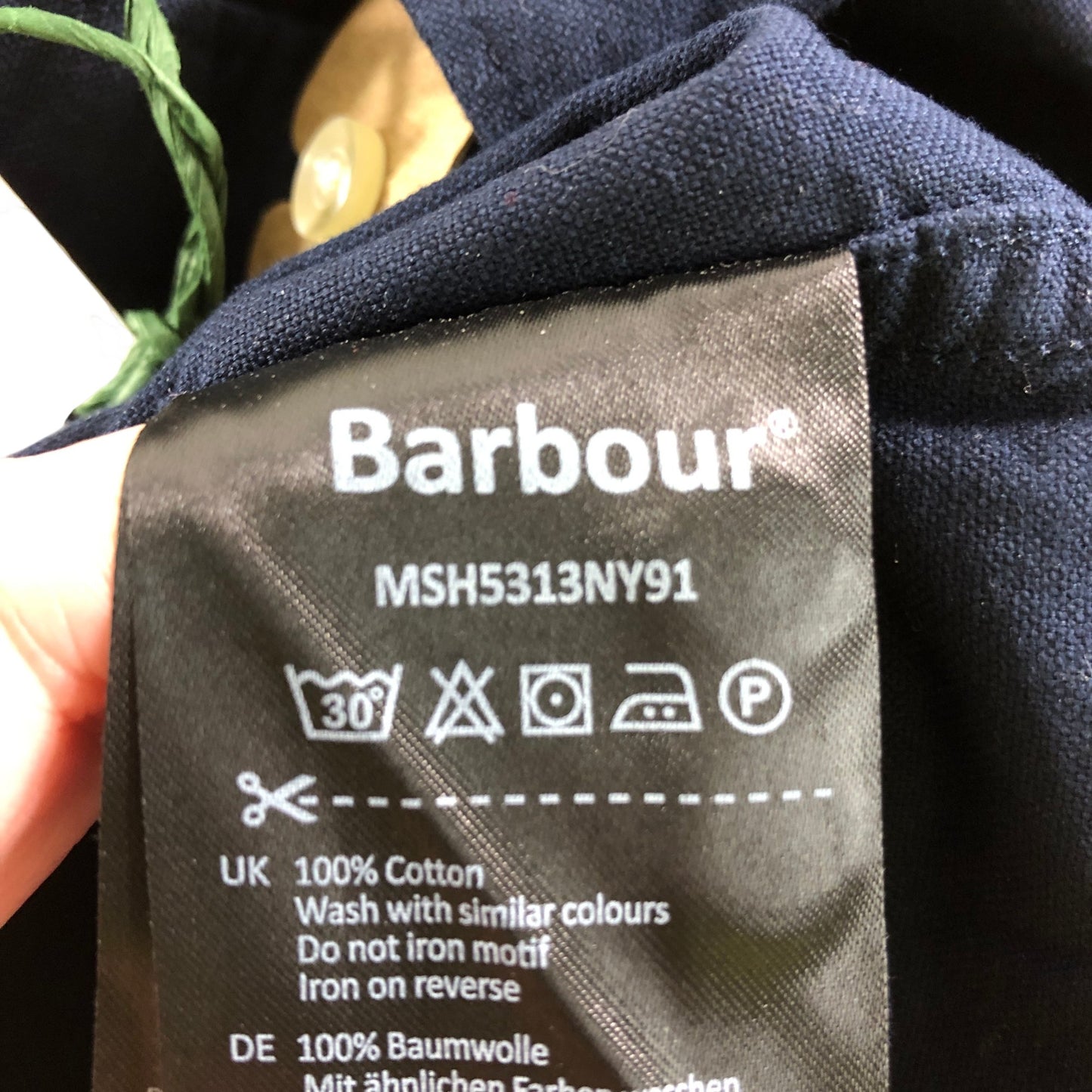 Barbour Oxtown S/S Tailored Shirt S Men's Navy Cotton Classic Fit