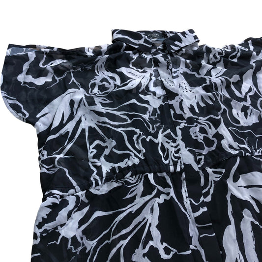 Branded Black Oversized Patterned Shirtdress - Size 10