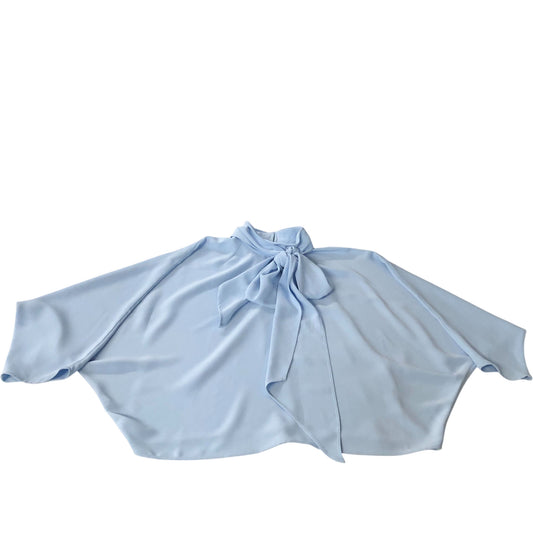 River Island UK12 Women's Light Blue Blouse Bow Tie