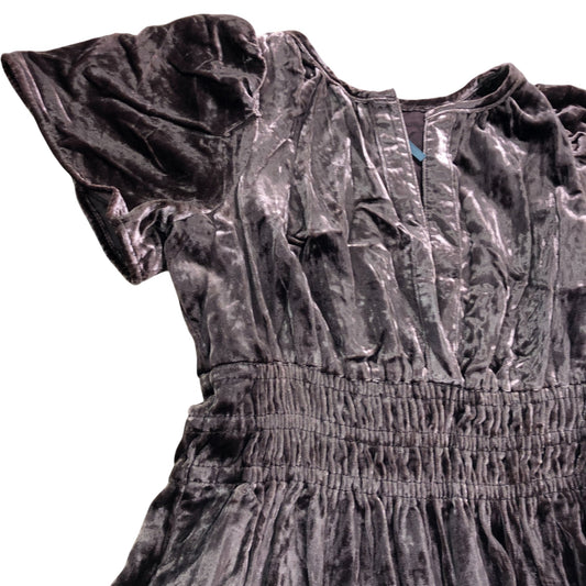 Velvet Maxi Dress XS Puffed Sleeve Women's Brown Party Elegant