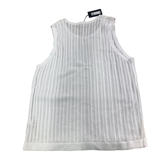 River Island Men's White Knit Sleeveless T-Shirt Size Extra Large Summer Top