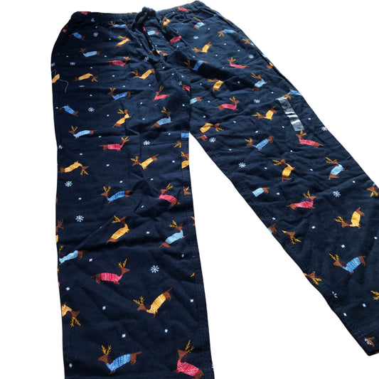 Pyjamas Cotton Dachshund Reindeer Print Loungewear Medium