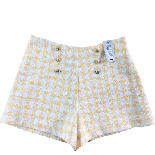RIVER ISLAND Girls Yellow Light Check High Waisted Shorts Size 12 Years