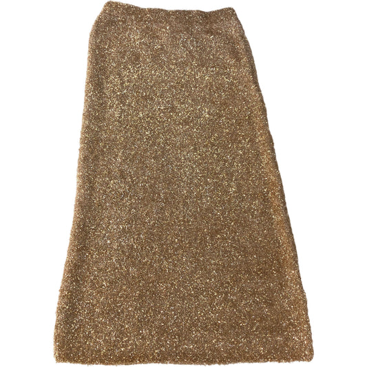 River Island Tinsel Gold Midi Skirt UK Medium Women's Sparkly