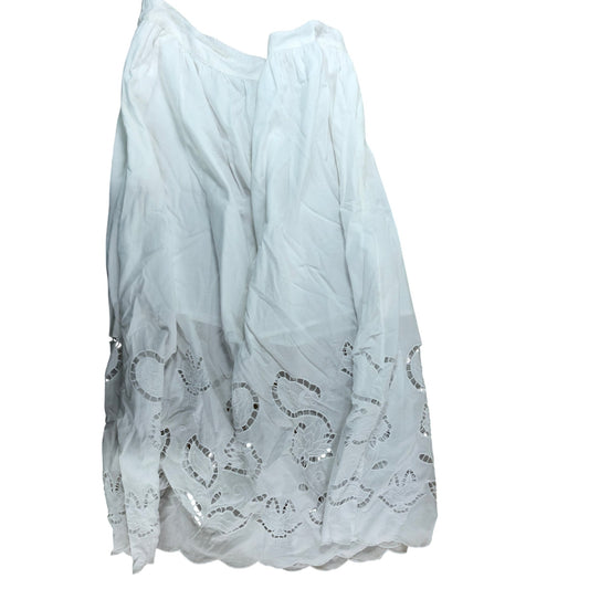 River Island 60s Riv Sol White Skirt UK18 Women's Embroidered Cotton Relaxed