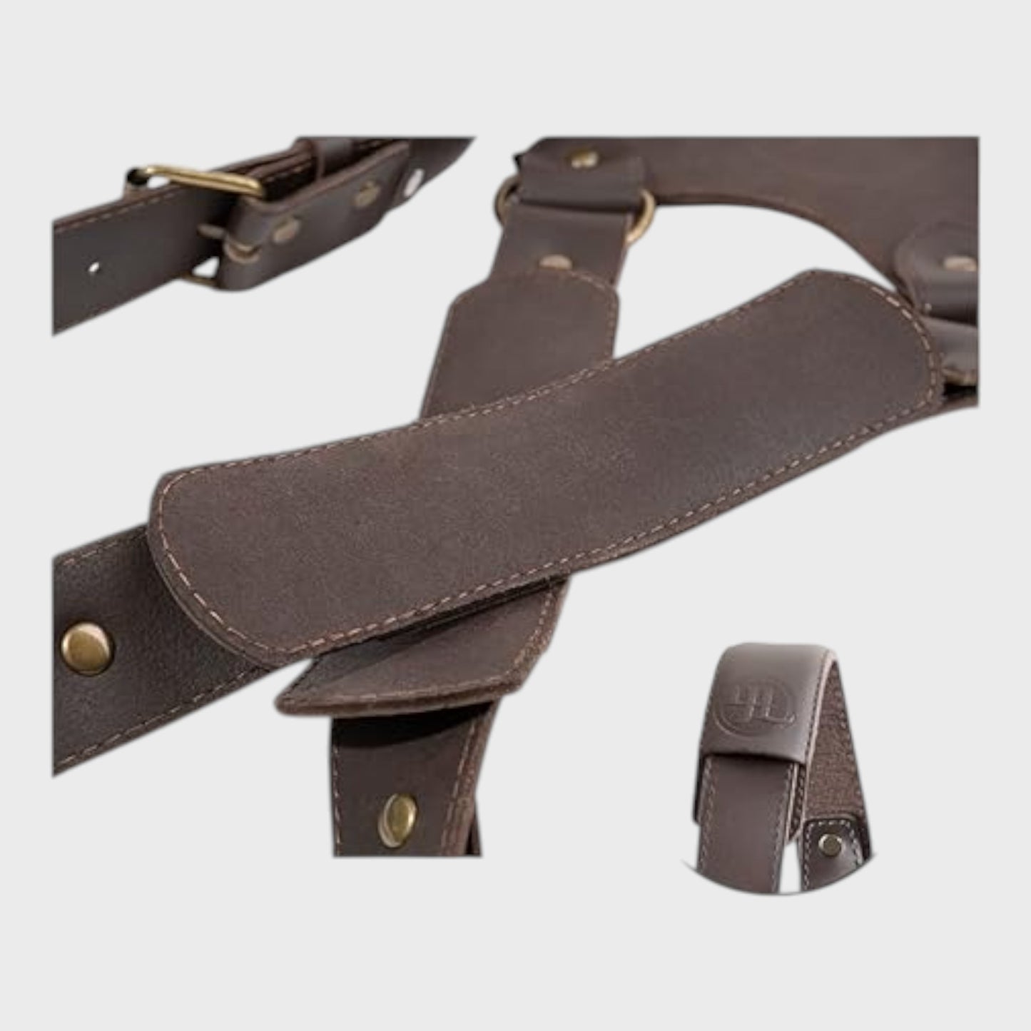 Dual Shoulder Camera Harness for Two Cameras - Brown Leather