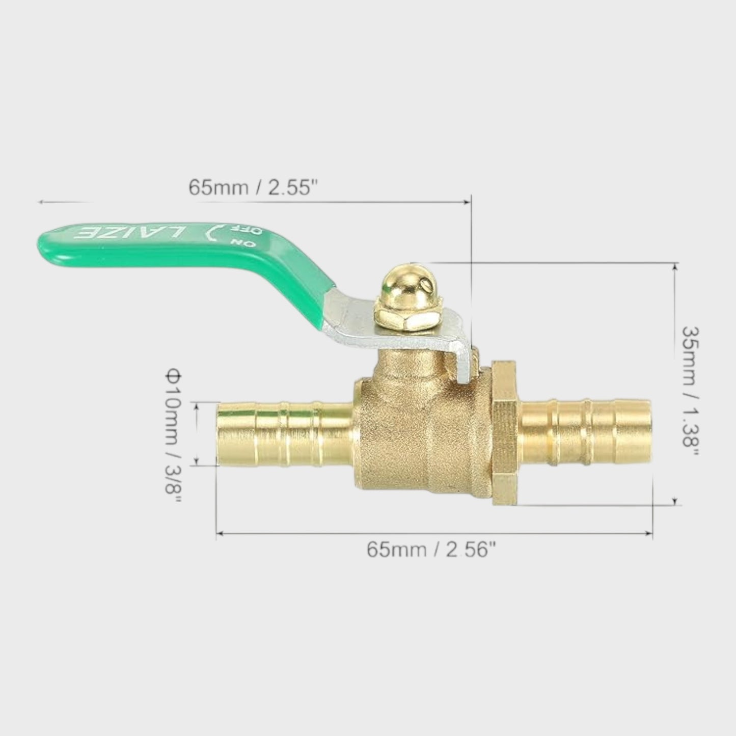 3/8" Brass Ball Shut-Off Valve 90 Degree - Set of 5