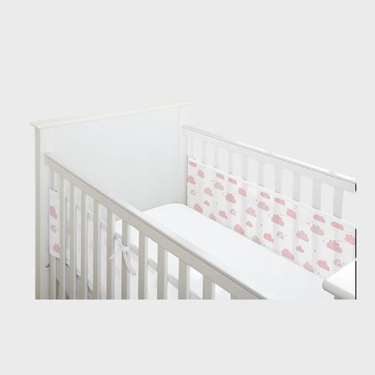 BREATHABLEBABY Classic Mesh Cot Liner Pink Clouds Pattern Safe Sleep