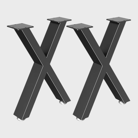 Heavy Metal Black Furniture Legs - X Shaped - Set of 2 - 43cm