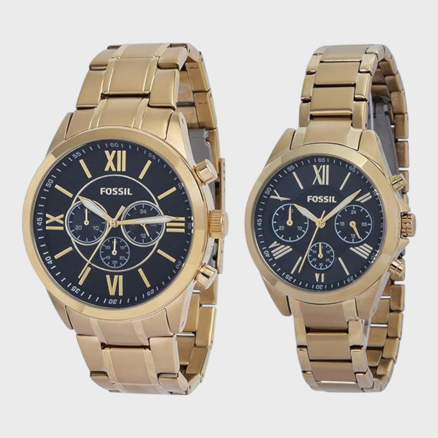 Fossil Modern Courier Watch Gift Set - Gold Band Black Dial