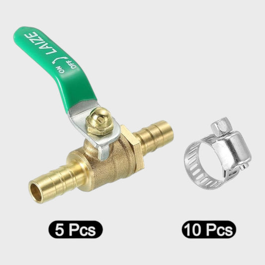 3/8" Brass Ball Shut-Off Valve 90 Degree - Set of 5