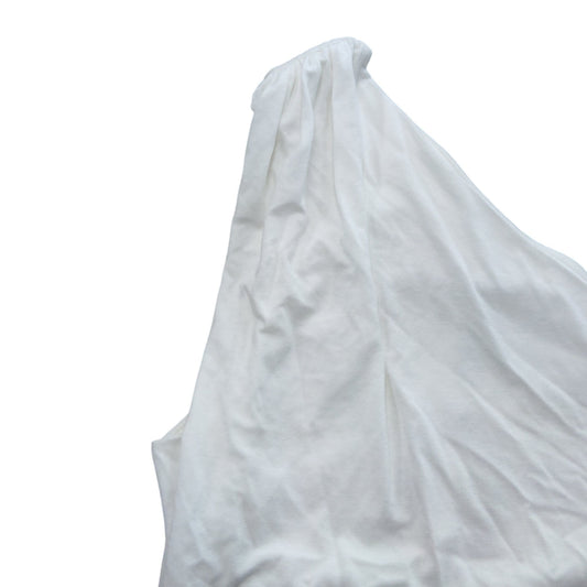 River Island Women's White One Shoulder Top UK M Floral Detail Stretchy