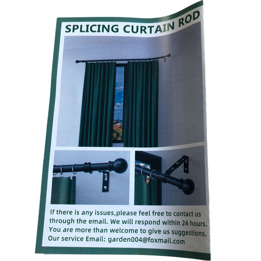 Black Metal Splicing Curtain Rod Adjustable Length 52 Inch