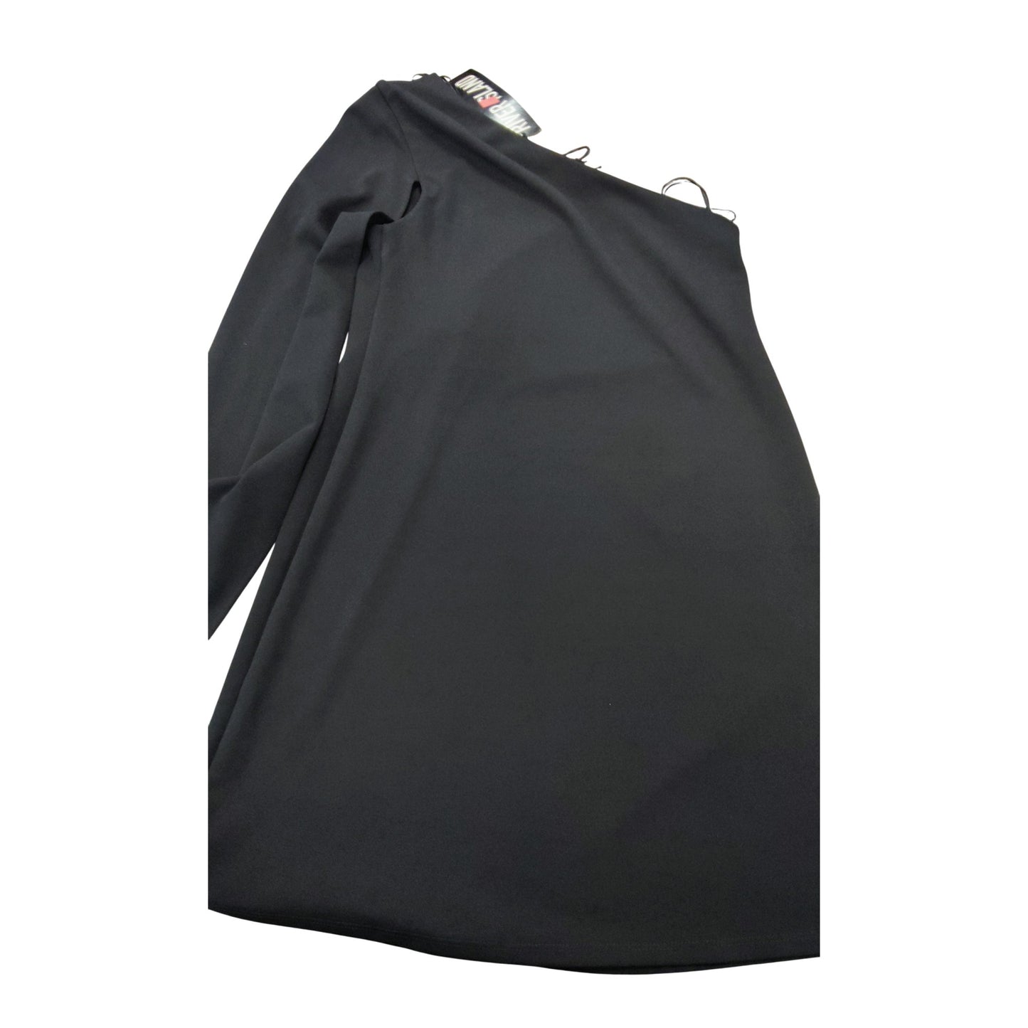 Recycled Materials Black One Shoulder Dress Size 14 Women's Long Sleeve