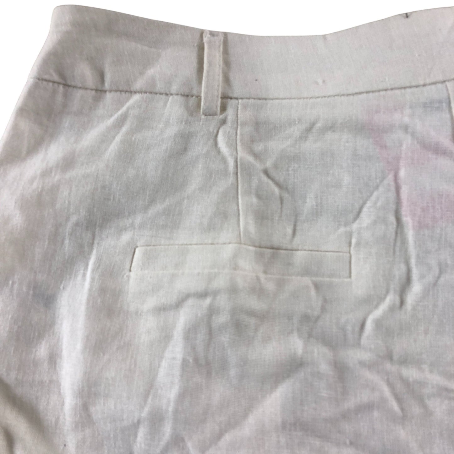 Trousers UK14R Women's Cream Linen Blend Wide Leg Pleated