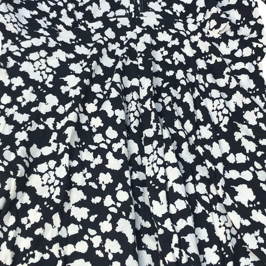 Floral Print Midi Dress UK10 Women's Long Sleeve Black White