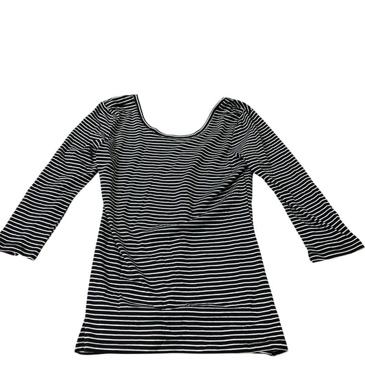 Long Sleeve Top Women's Striped Scoop Neck Black White UK10