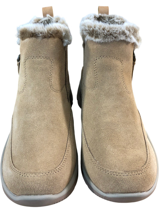 SKECHERS Relaxed Fit Women's Boots Size 3 Tan Zip Up Faux Fur Lining Comfort