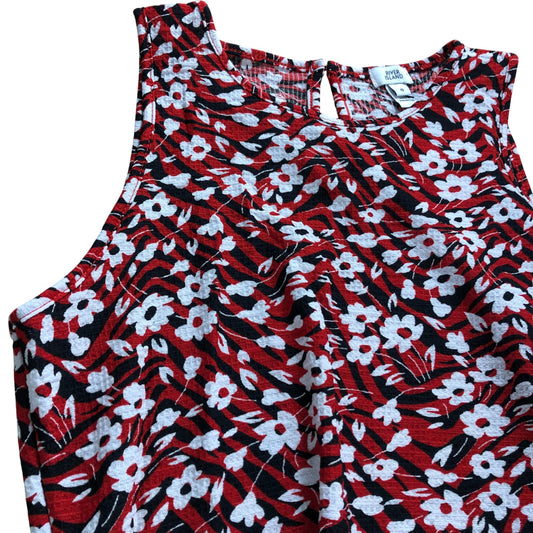 River Island Red Floral Midi Wrap Dress - Size 8