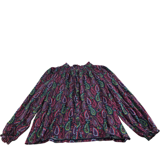 Boden Printed Blouse Women's Floral Long Sleeve Tencel Cotton UK12