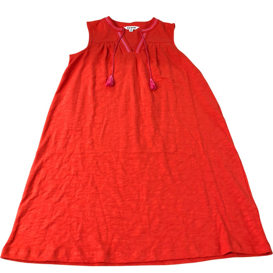 Sleeveless Dress Women's Bright Orange Cotton Tassel Detail UK4