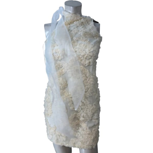 River Island Cream Floral Dress Size S Women's One Shoulder Style Polyester