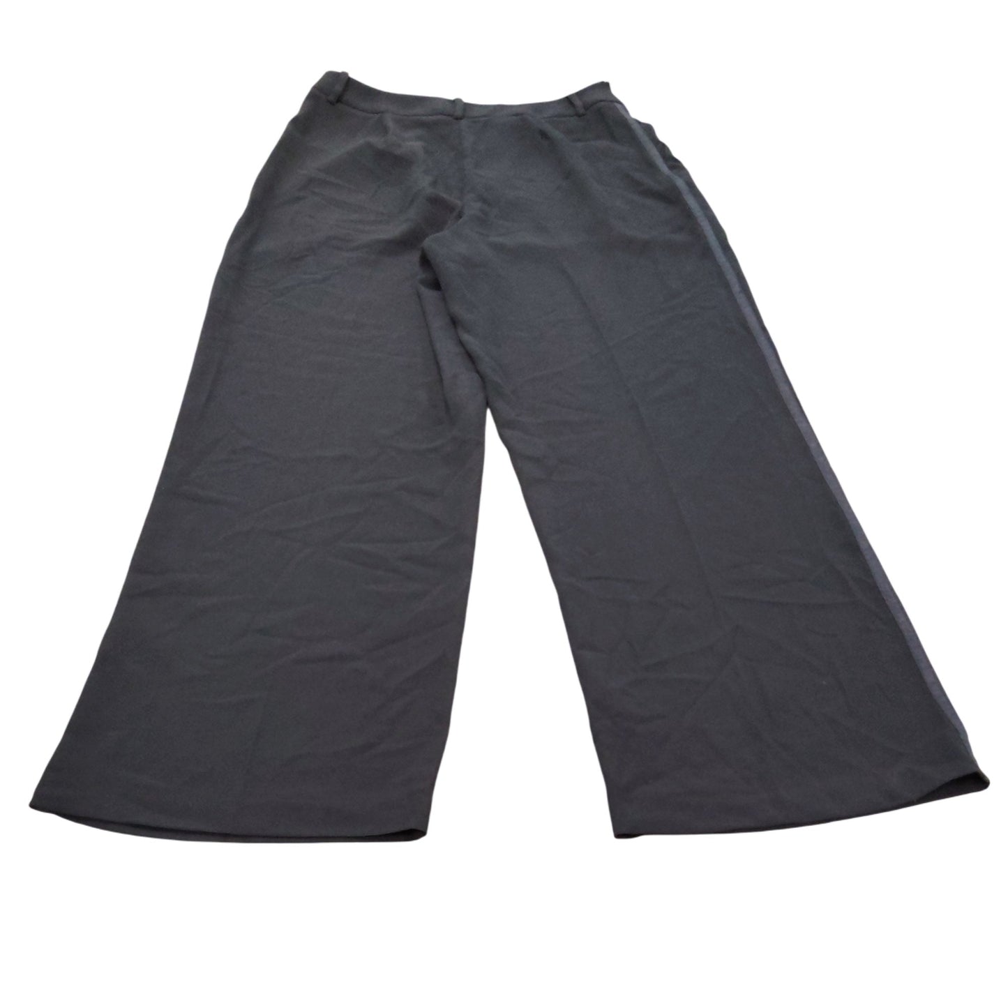 Women's Black Wide Leg Trousers Size UK8 Smart Casual Wear With Button Detail