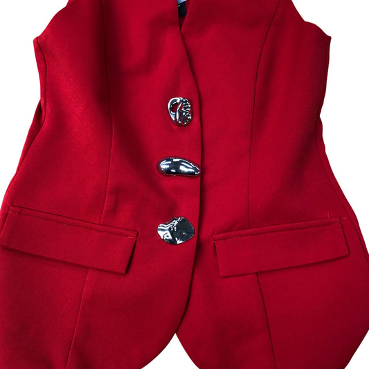 River Island Smart Casual Red Vest Women's Elegant Tailored Design with Pockets