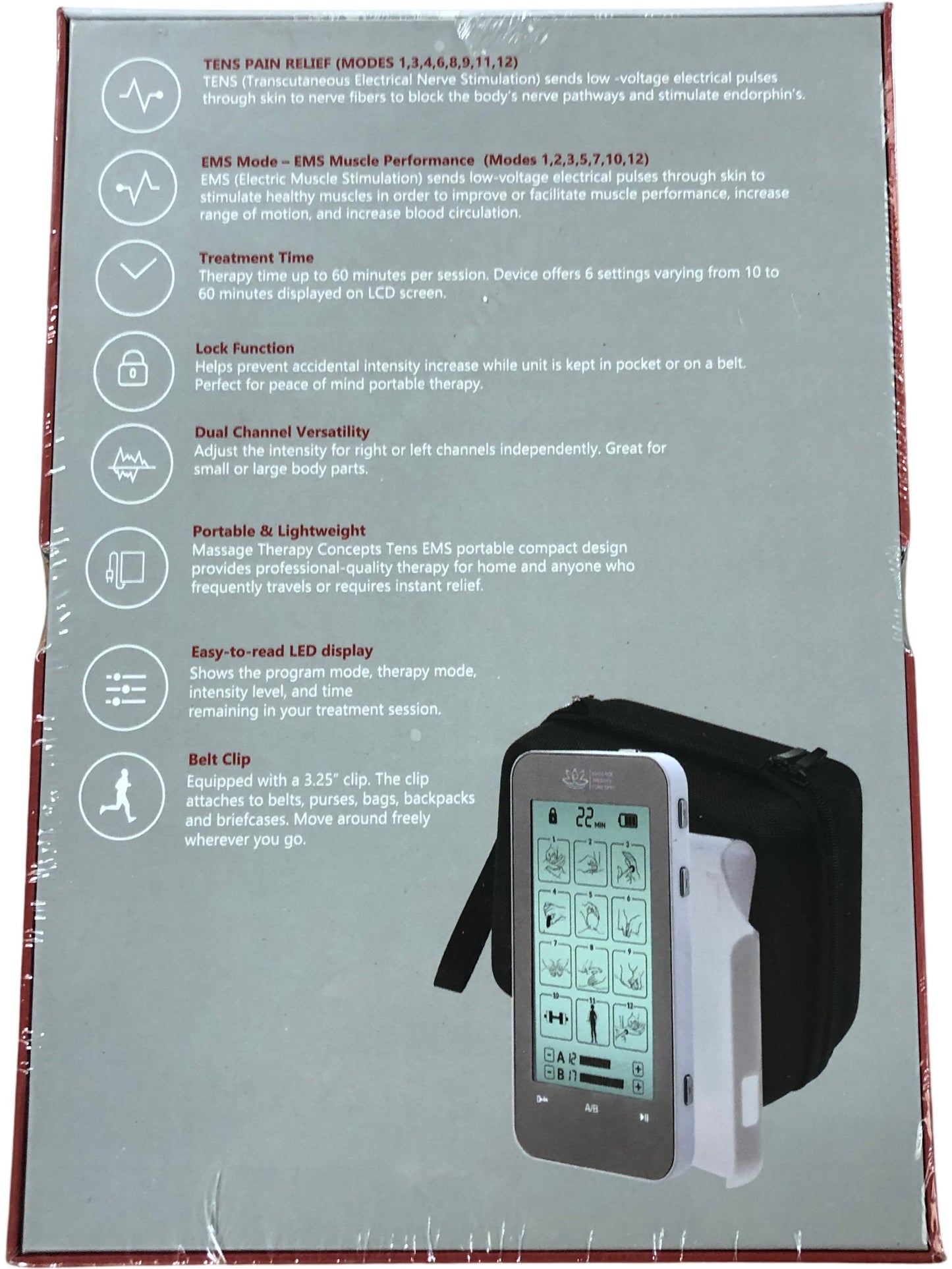 MASSAGE THERAPY CONCEPTS VERVE Deluxe TENS and EMS Muscle Stimulator Device