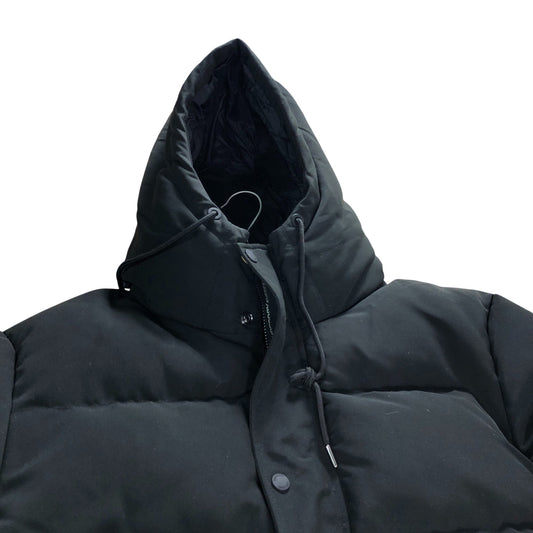 Branded Black Hooded Puffer Jacket - Size XL