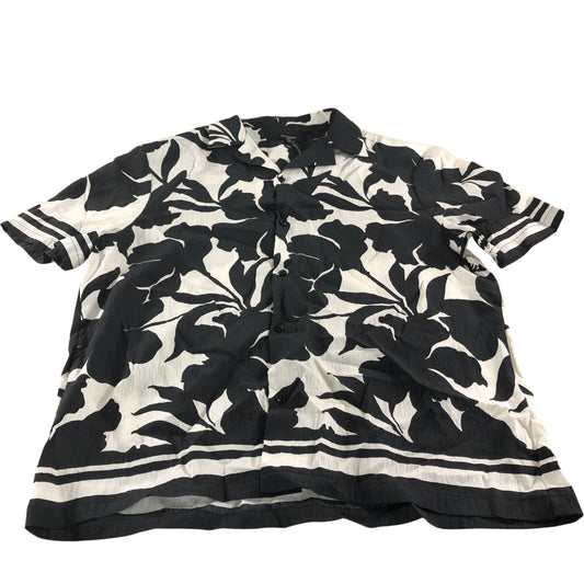 River Island Black White Floral Short Sleeve Shirt Size M Men's Casual Top