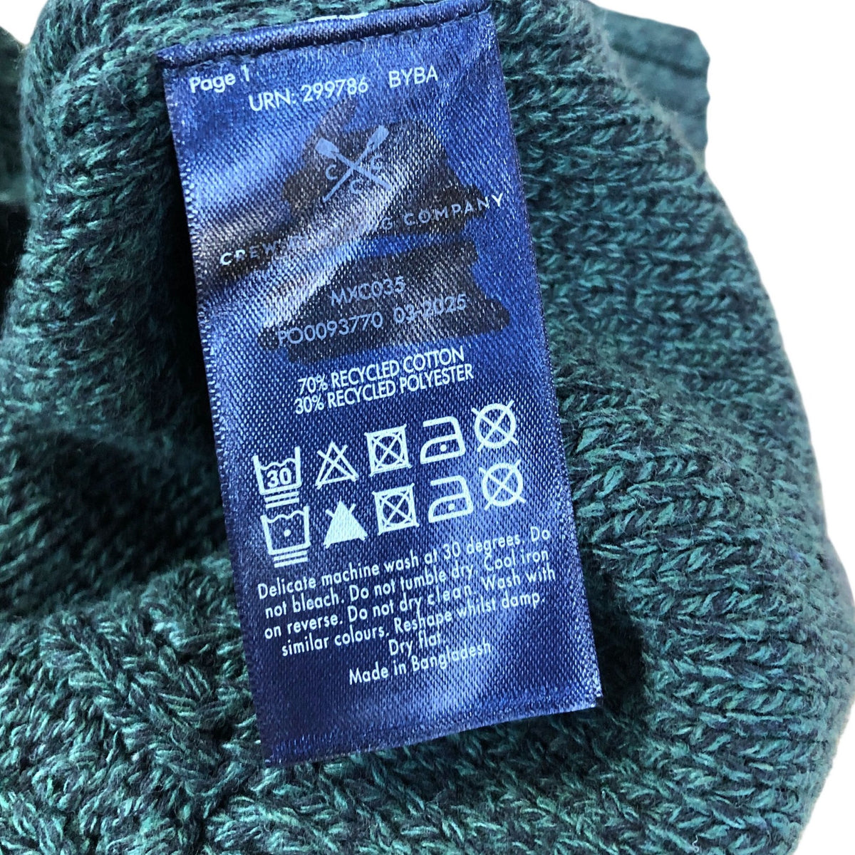 Crew Clothing Company Quarter Zip Neck Cable Sweater Dark Green Size M