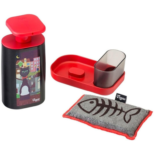 Vigar Sink Set With Soap Dispenser Cat Design Dishwashing Brush Set