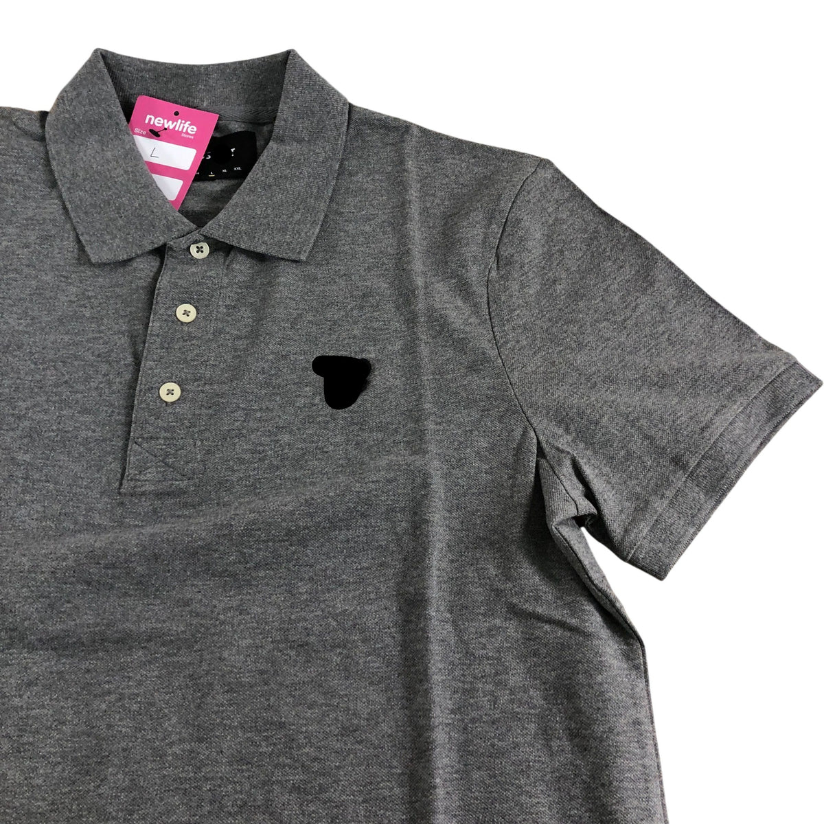 Polo Shirt Size Medium Mens Grey Short Sleeve Cotton