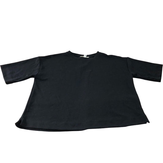 River Island Black Cropped T-Shirt UK Small Women's Short Sleeve Casual Top
