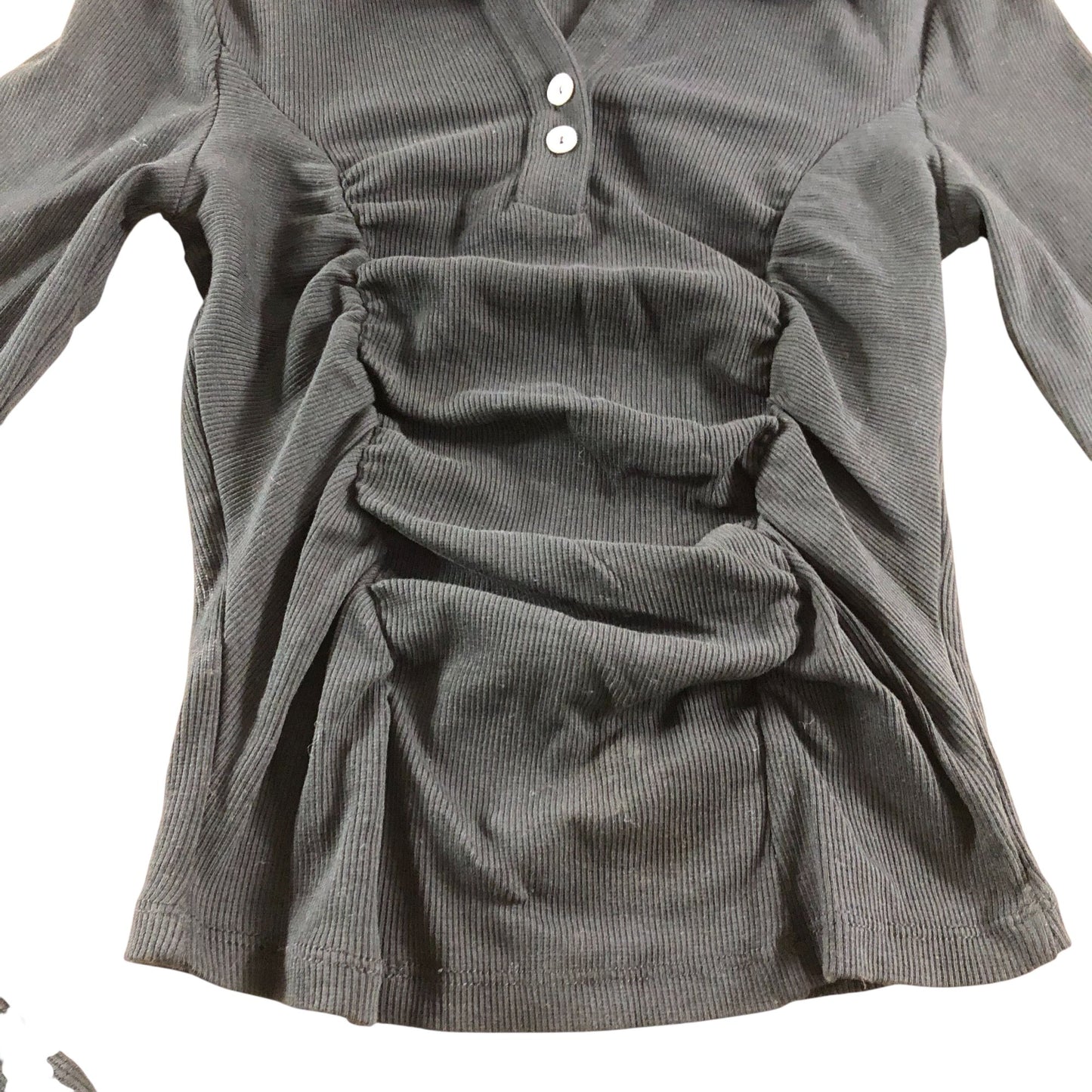 River Island Black Long Sleeve UK M Women's Ruffled Top