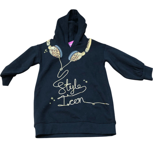 River Island Stylish Black Hoodie Style Icon Kids 2-3 Years Pullover Gold Design
