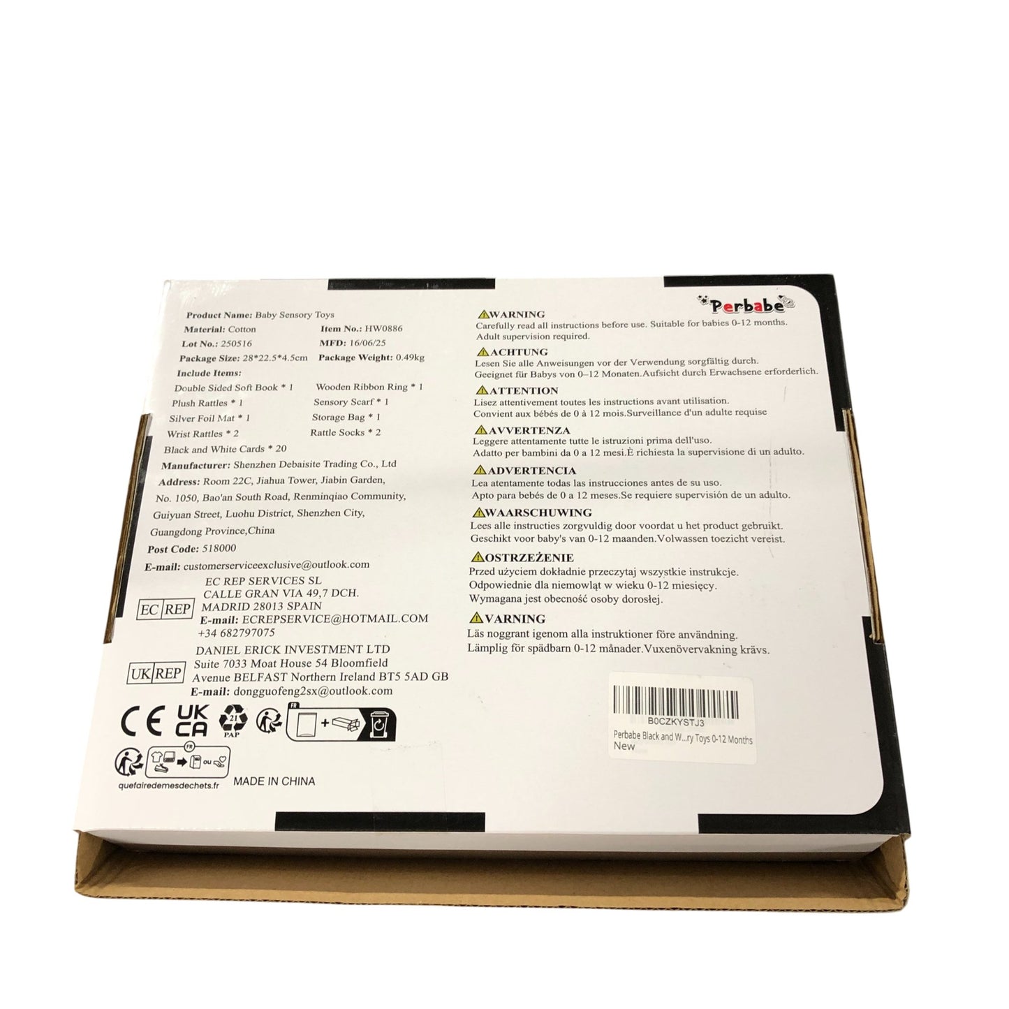 Perbabe Baby Sensory Toys Gift Set For Infants Ages 0-12 Months Educational Toys