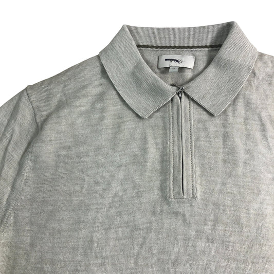 Moss Men's Zip Neck Polo Shirt UK M Zip