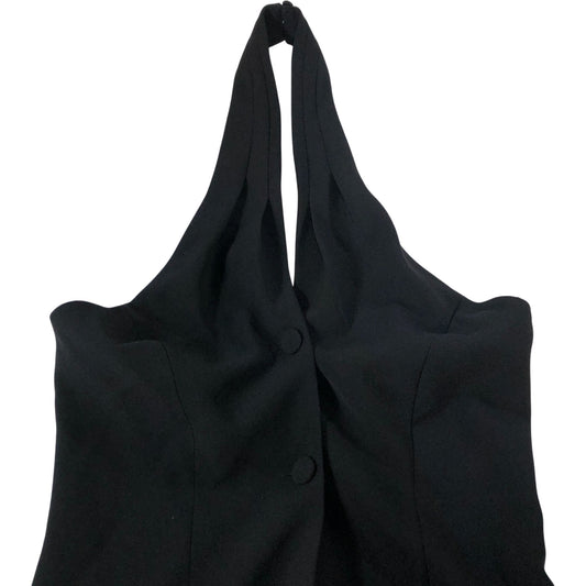 River Island Sleeveless Top UK10 Women's Black Halter Neck Stretchy Fashion