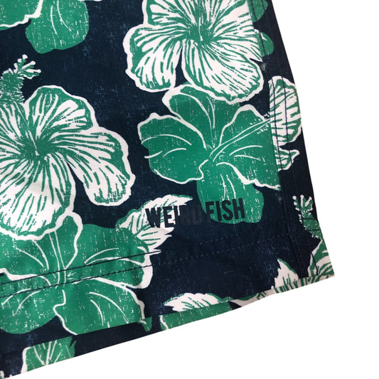 Weird Fish Bellukha 34 Men's Swim Shorts Green Floral Print Recycled Polyester