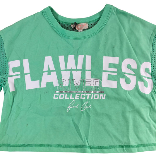RIVER ISLAND Flawless Collection Crop Top UK 5-6 Years Girls Green Short Sleeve