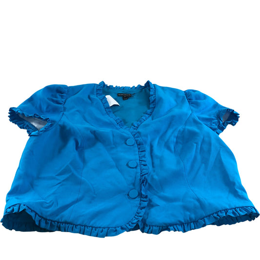 River Island Blue Frill Tailored Top - Size 18