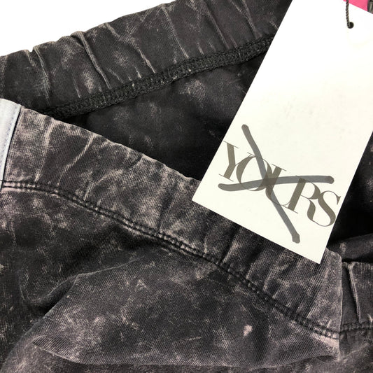 Yours UK30 Women’s Activewear Joggers Black Marble Design with Side Stripes