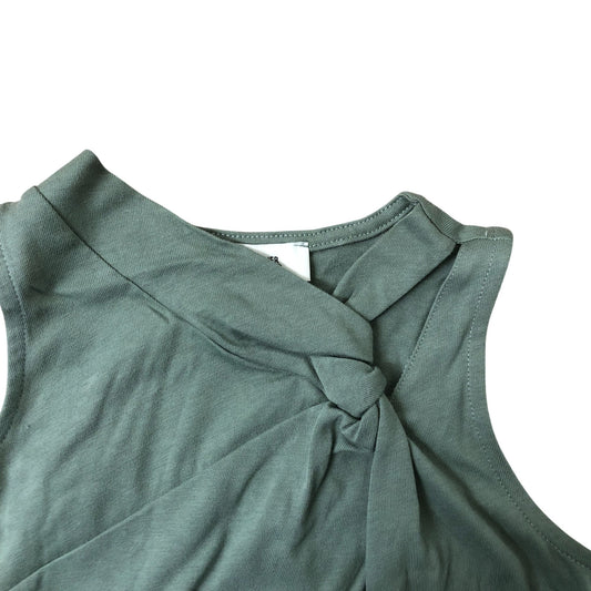 River Island Girls Knotted Tank Top Size 7-8 Years Green Cotton Sleeveless