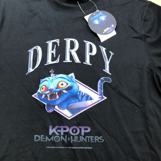 KPOP Demon Hunters Derpy T-Shirt Size S Women's Black Short Sleeve Cotton