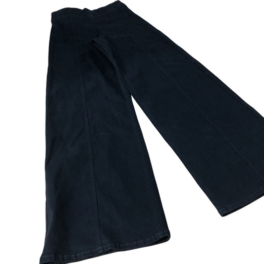 Wide Leg Black Trousers Women UK8 Long