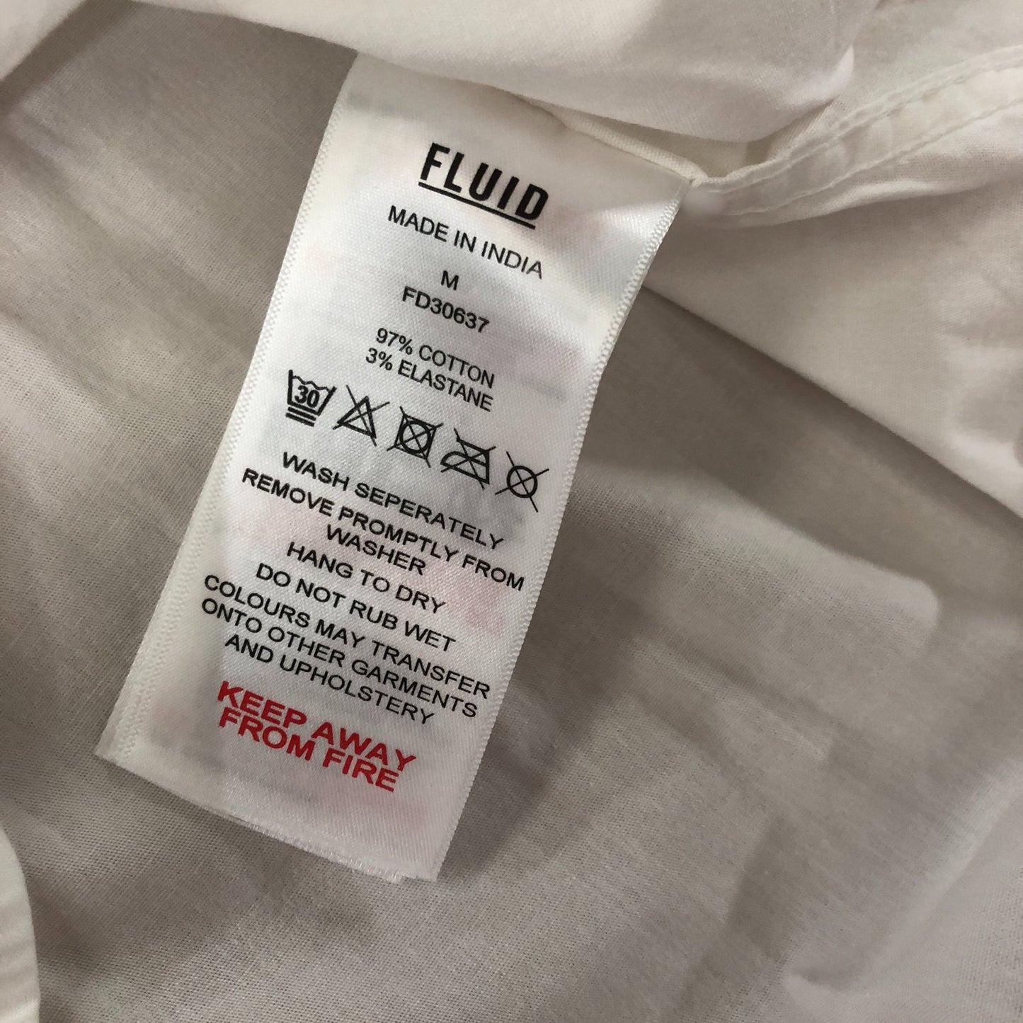 Fluid Short Sleeve Shirt M Men's Casual White Cotton Blend