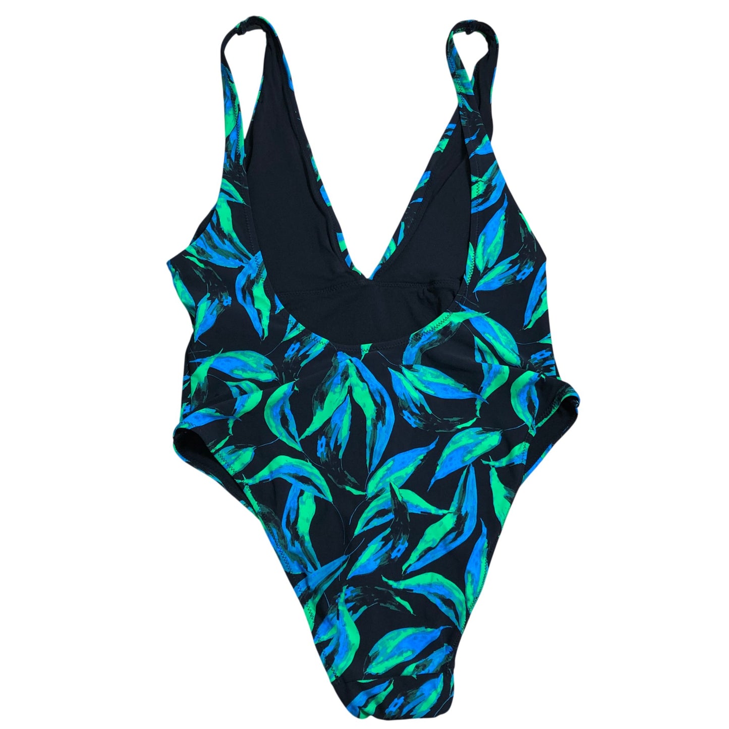 Etam Women's Swimwear UK12 One Piece Swimsuit Green Leaf Print